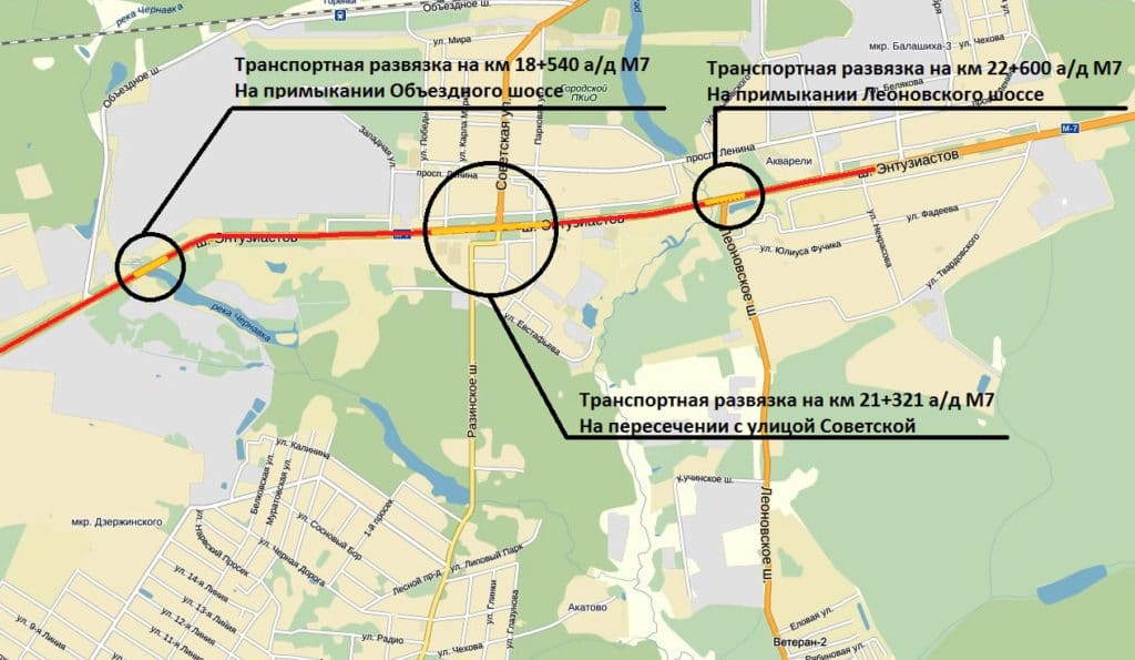 Дублер горьковского шоссе схема