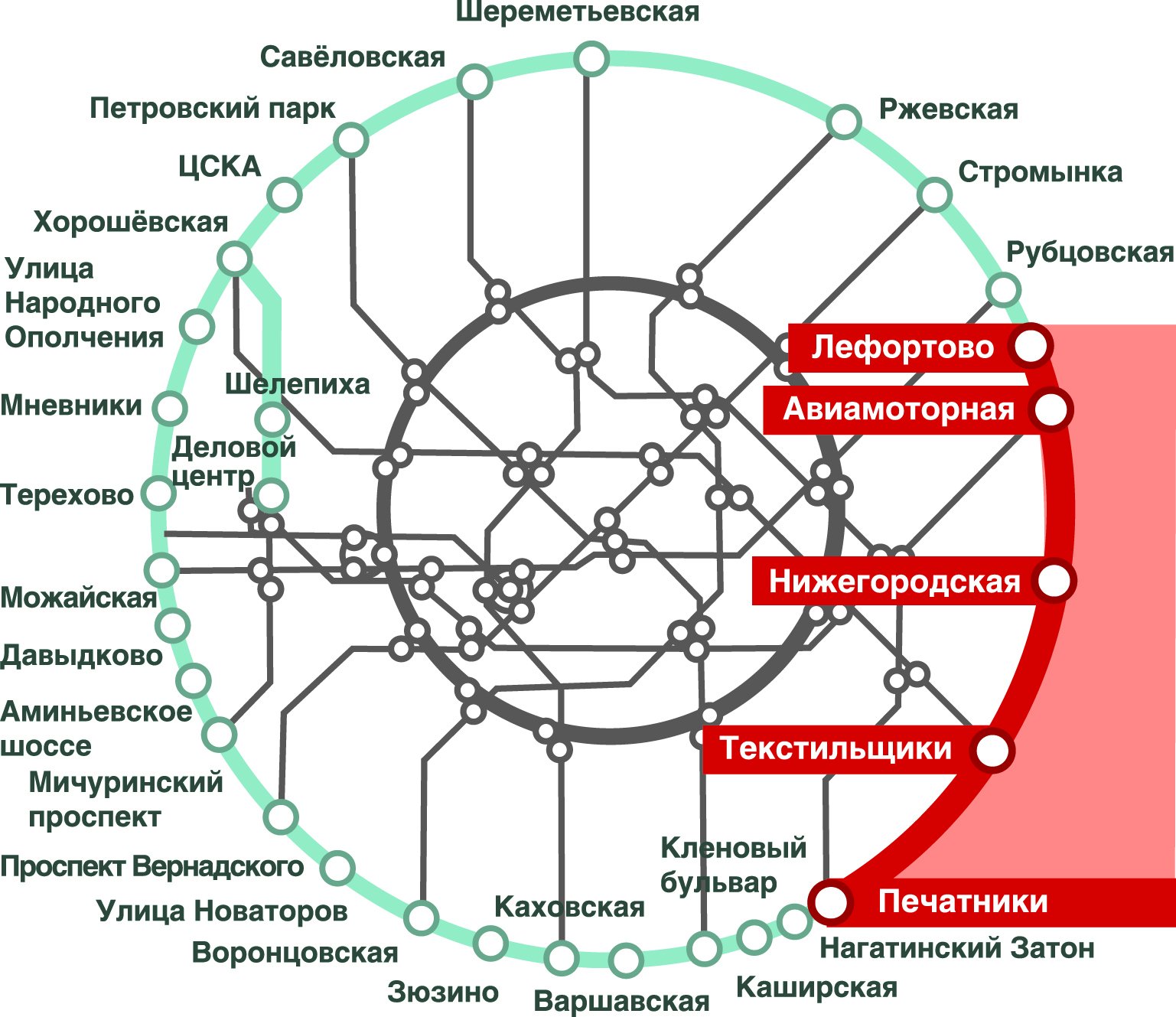 Большое кольцо метрополитена Москвы схема