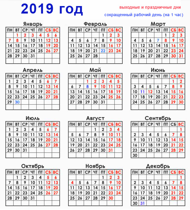 Выходные в 2019: как отдыхаем, календарь Выходные в 2019: как отдыхаем, календарь