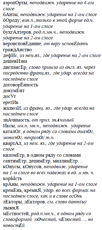 Орфоэпический минимум ЕГЭ в 2019 году: по русскому, список слов новые фото Орфоэпический минимум ЕГЭ в 2019 году: по русскому, список слов новые фото